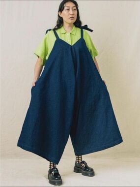 Nettle Studios OS Denim Wide Leg Overalls